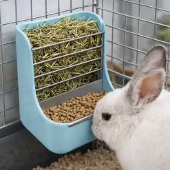 Mangeoire lapin avec râtelier double usage grain et foin*