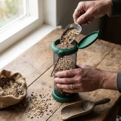 Mangeoire oiseaux métal Ø9x20cm distributeur graines jardin* New