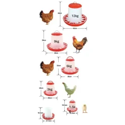 Mangeoire plastique avec poignée 6 kg pour volailles - Rouge et blanc* Online
