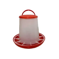 Mangeoire plastique avec poignée 3 kg pour volailles - Rouge et blanc*