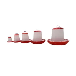 Mangeoire plastique avec poignée 12kg pour volailles et pigeons - Rouge et blanc*