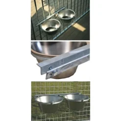 Mangeoire professionnelle double pour chenil acier galvanisé 2 X 2,5L*