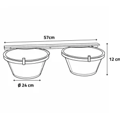 Mangeoire professionnelle double pour chenil acier galvanisé 2 X 2,5L*