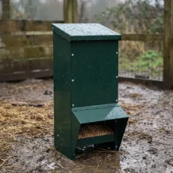 Mangeoire trémie galvanisée verte anti gaspillage 15 kg* Outlet