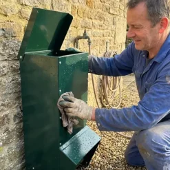 Mangeoire trémie galvanisée verte anti gaspillage 15 kg* Outlet