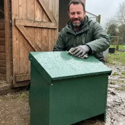 Mangeoire trémie galvanisée verte anti gaspillage 20 kg* Clearance