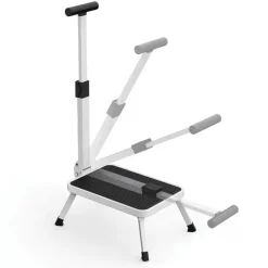 Marchepied sécurisé pliable avec barre d'appui - Hauteur 17 cm - Acier blanc*