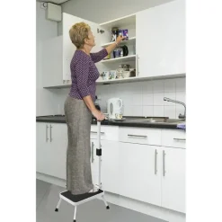 Marchepied sécurisé pliable avec barre d'appui - Hauteur 17 cm - Acier blanc*