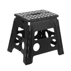 Marche-pieds pliable ultra solide noir - Hauteur 33 cm - Charge 150 kg* Sale