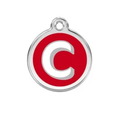 Médaille alphabétique gravable pour chien - Acier inoxydable Ø 3 cm*RedDingo