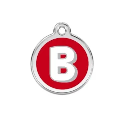 Médaille alphabétique gravable pour chien - Acier inoxydable Ø 3 cm*RedDingo