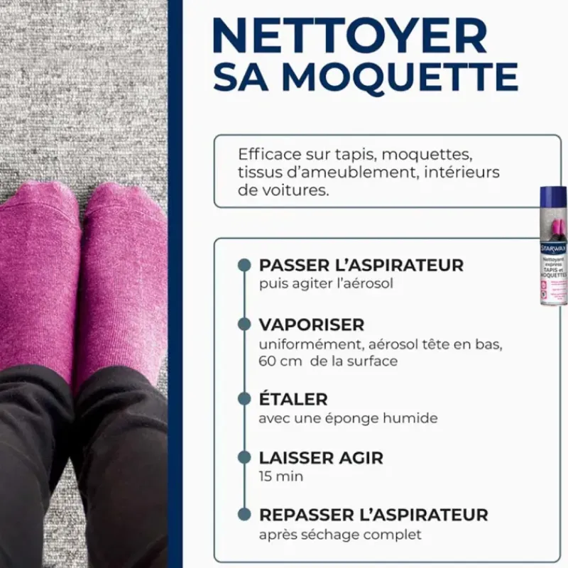 Nettoyant Express Tapis et Moquettes - Mousse Sèche 600ml*Starwax Hot