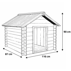 Niche en bois d'épicéa chalet madrier - Taille L - Toit PVC* New