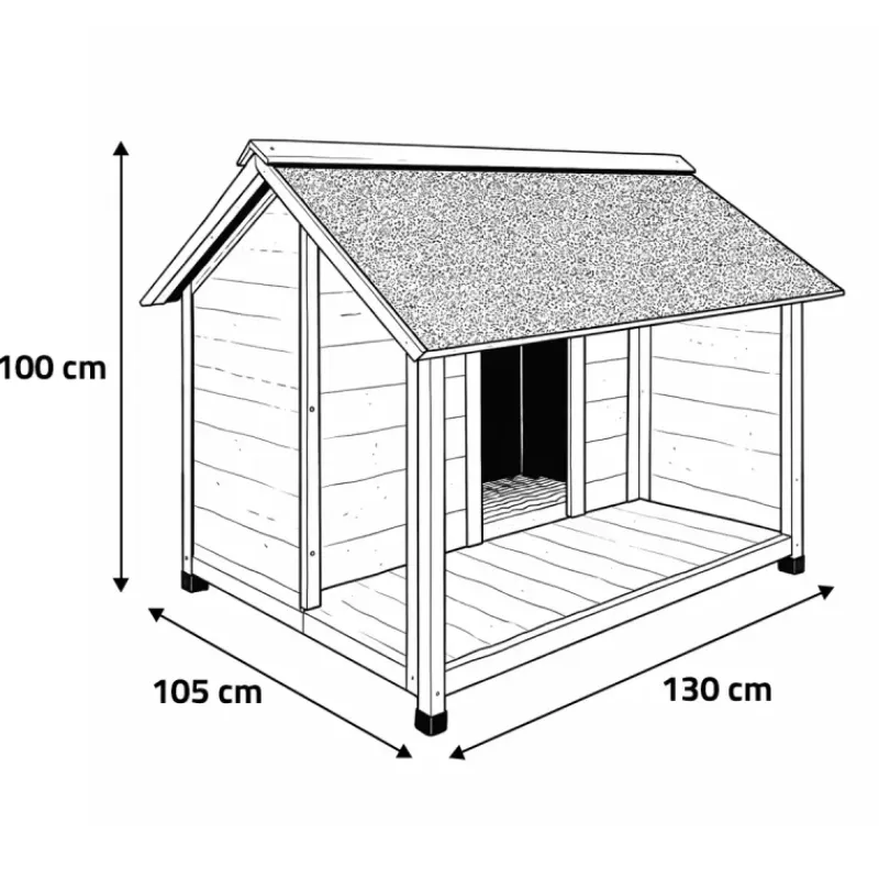 Niche en bois pour chien avec terrasse - Taille L* Discount