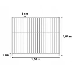 Panneau de chenil à barreaux 1,50m - Hauteur 184cm* Hot