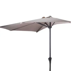Parasol de terrasse demi-rond taupe Ø 2,70 m avec manivelle - Toile polyester 160 g/m²* New