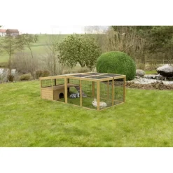 Parc extérieur en pin pour petits animaux avec abri* Sale