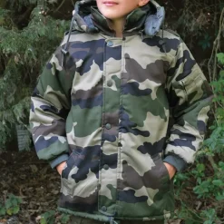 Parka matelassée capuche 4 poches polyester coton camo 6 à 16 ans*Percussion Clearance