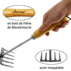 Petit râteau de jardin en acier manche bois 33 x 8 x 7 cm*