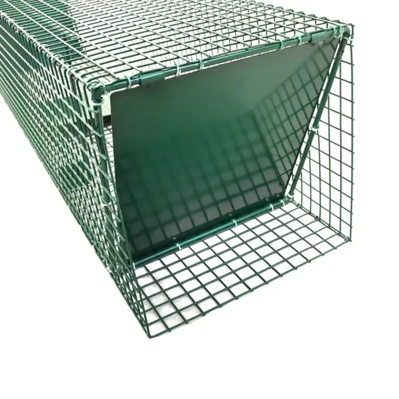 Piège à trappes type US 2 entrées maille acier vert 125x26x26cm* Clearance