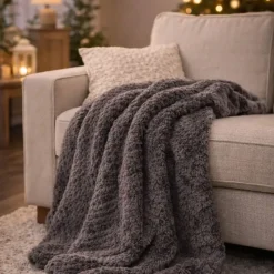 Plaid polaire gris 130x170 cm | Doux, chaud et confortable* New