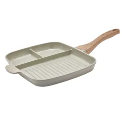 Poêle grill compartimentée céramique 31x24.5cm fonte alu 2mm*Pradel France