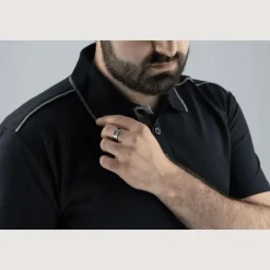 Polo Homme ® Noir - Manches Courtes Col Chemise*LMA Clearance