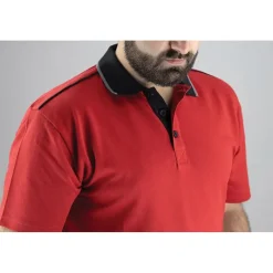 Polo Homme ® Rouge - Manches Courtes Col Chemise - Coton Polyester*LMA Outlet
