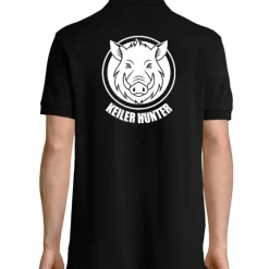 Polo noir 100% coton manches courtes logo 3*Keiler Hunter Clearance