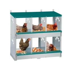 Pondoir 6 nids en métal - Gris et vert - 81x63x33 cm*