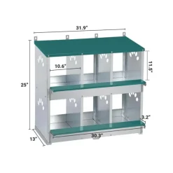 Pondoir 6 nids en métal - Gris et vert - 81x63x33 cm*