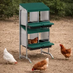 Pondoir poule pro en tôle galvanisée vertical 4 nids*GAUN