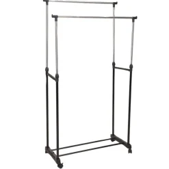Porte-vêtements réglable en acier inoxydable avec roues - 80 x 42 x 90-160 cm* Discount