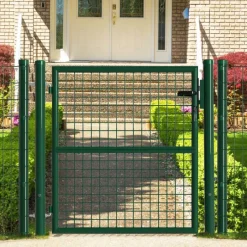 Portillon grillagé 1x1m maille 50mm vert avec serrure et poignées* New