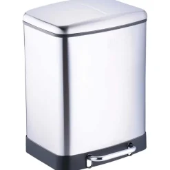 Poubelle à pédale 2 bacs acier inox brossé argenté 2x12L* Best