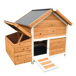 Poulailler bois 3 poules Confort toit plastique 112 x 77 x 92 cm*Ducatillon New