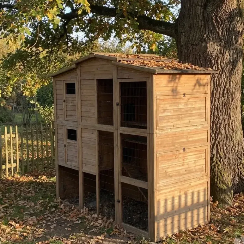 Poulailler Bois 2 étages 10-15 poules 222X115 X200 cm sol PVC*