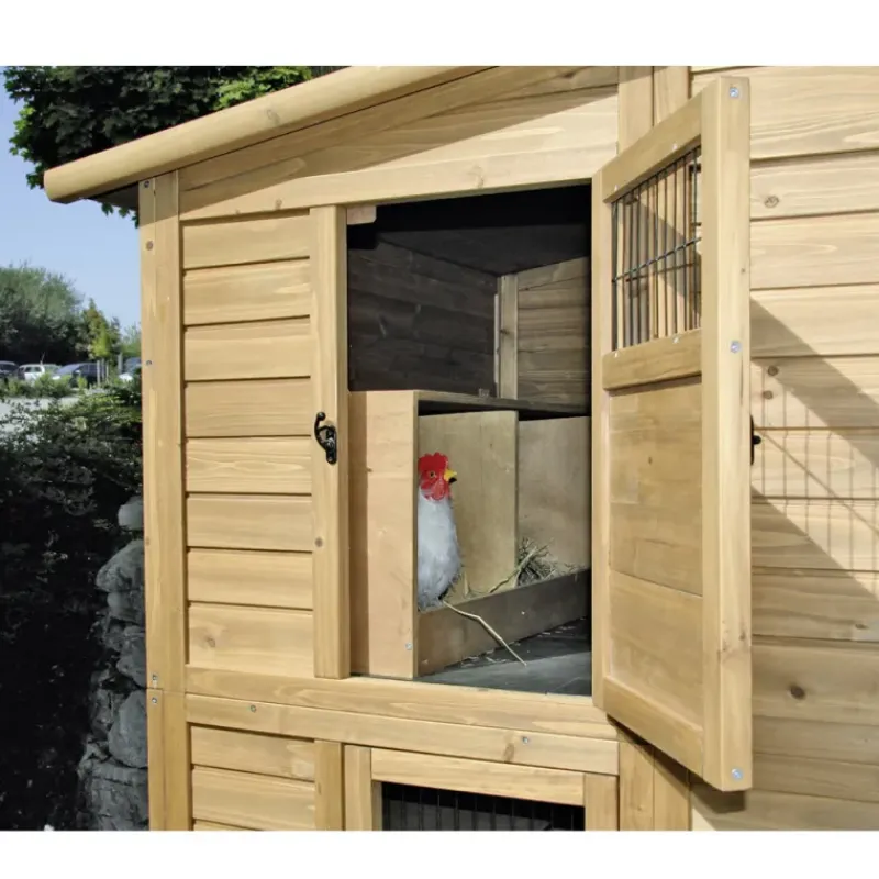 Poulailler Bois 2 étages 10-15 poules 222X115 X200 cm sol PVC*