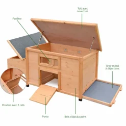 Poulailler en bois avec fenêtre toit en asphalte 3 poules* New