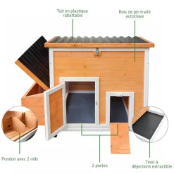 Poulailler Hefa+ en pin traité avec toit plastique - 6 poules* Sale