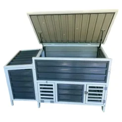 Poulailler métal gris et blanc avec toit ouvrable* Clearance