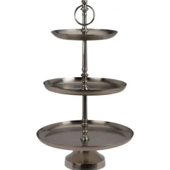 Présentoir 3 étages inox argent | Service tapas, desserts, biscuits* Clearance