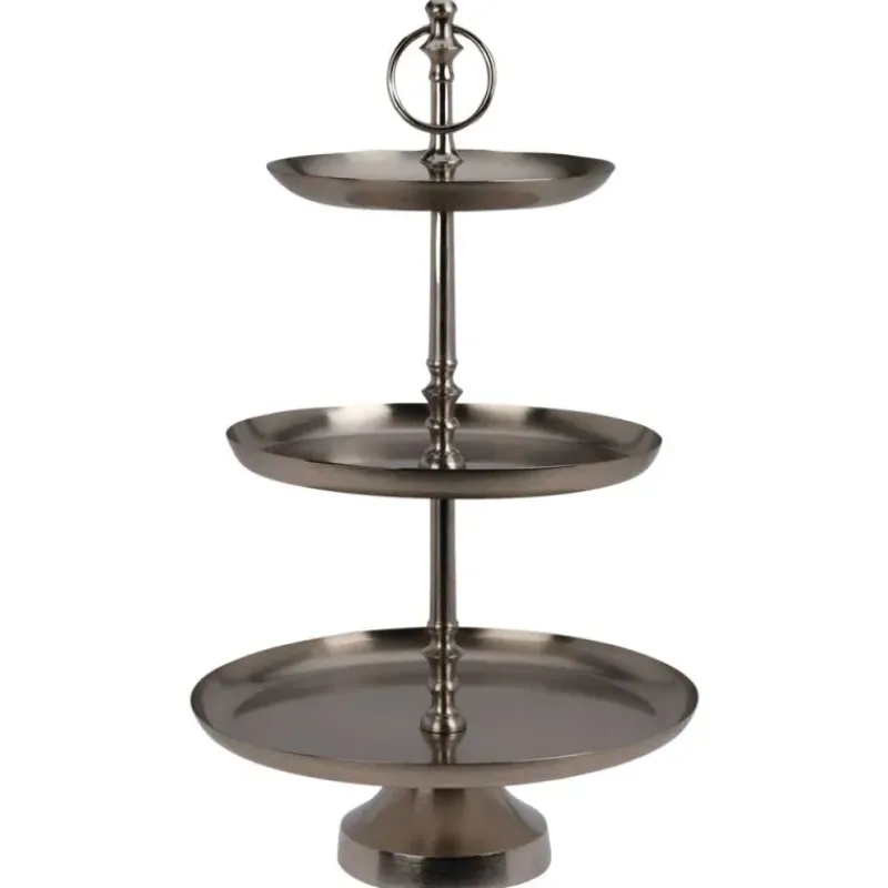 Présentoir 3 étages inox argent | Service tapas, desserts, biscuits* Clearance