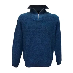 Pull camionneur homme col montant indigo - Manches longues zippé* Sale