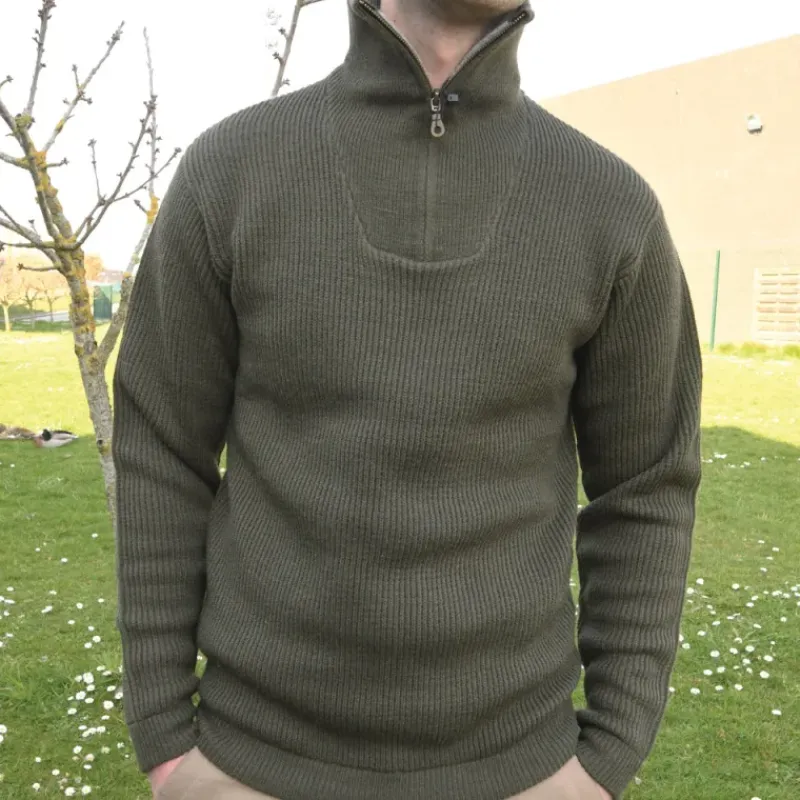 Pull col camionneur kaki Lorry taille S à 3XL* Outlet