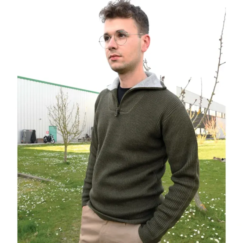 Pull col camionneur kaki Lorry taille S à 3XL* Outlet