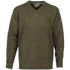 Pull col V kaki 70% acrylique 30% laine - Maille douce mixte* Outlet