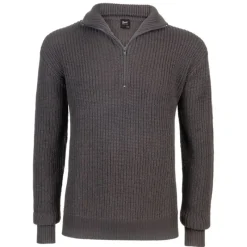 Pull Homme ® Col Camionneur Anthracite - Manches Longues Zippé*Brandit Discount