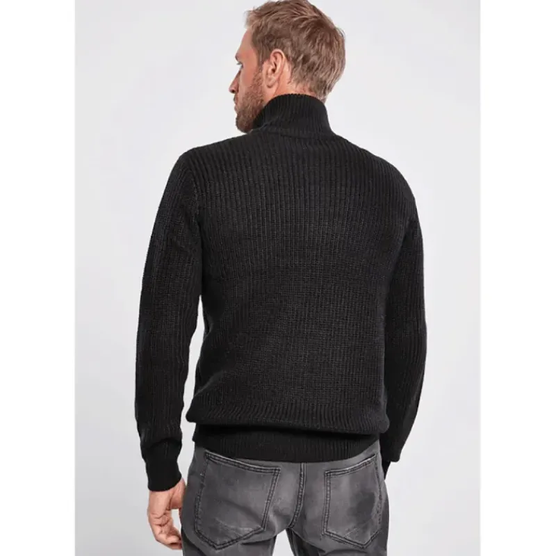 Pull Troyer Noir à Col Camionneur - ® Homme*Brandit Discount