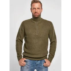 Pull Troyer Olive à Col Camionneur - ® Homme*Brandit Outlet